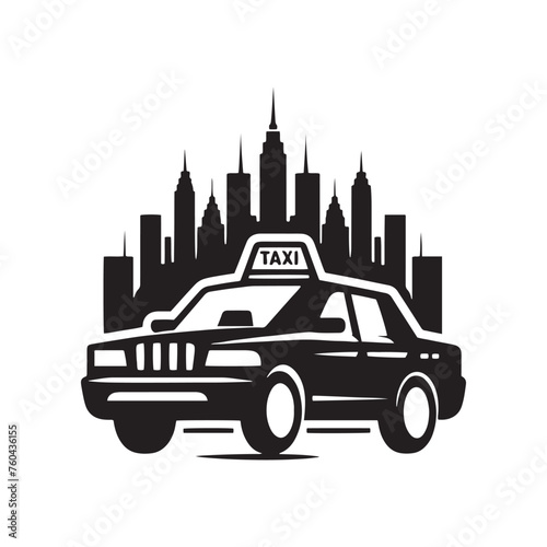 City Cab: Taxi Silhouette Vector Collection for Urban Transport Designs and Street Scene Projects, Cab Illustration vector.