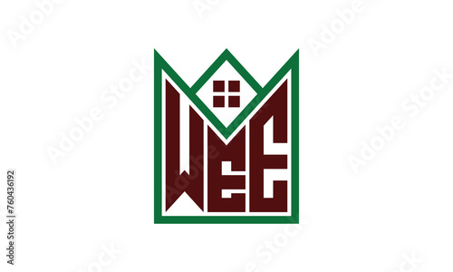 WEE initial letter real estate builders logo design vector. construction, housing, home marker, property, building, apartment, flat, compartment, business, corporate, house rent, rental, commercial