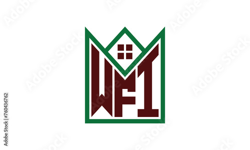 WFI initial letter real estate builders logo design vector. construction, housing, home marker, property, building, apartment, flat, compartment, business, corporate, house rent, rental, commercial photo