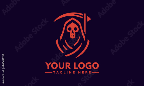 simple Modern Grim Reaper Logo Vector Grim Reaper Holding Scythe Silhouette Death Icon Sign or Symbol  Casualty Concept for Funeral Parlor Simple Vector Illustration photo
