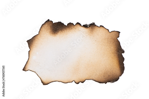 Burnt paper edge and black ash isolated on white background. 