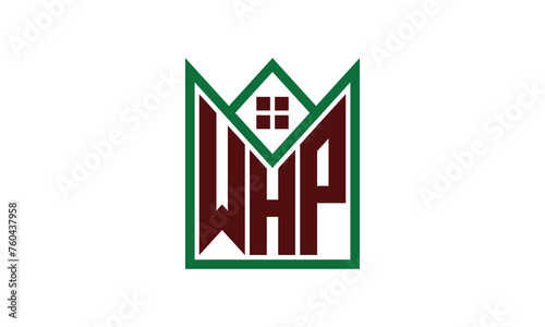 WHP initial letter real estate builders logo design vector. construction, housing, home marker, property, building, apartment, flat, compartment, business, corporate, house rent, rental, commercial photo