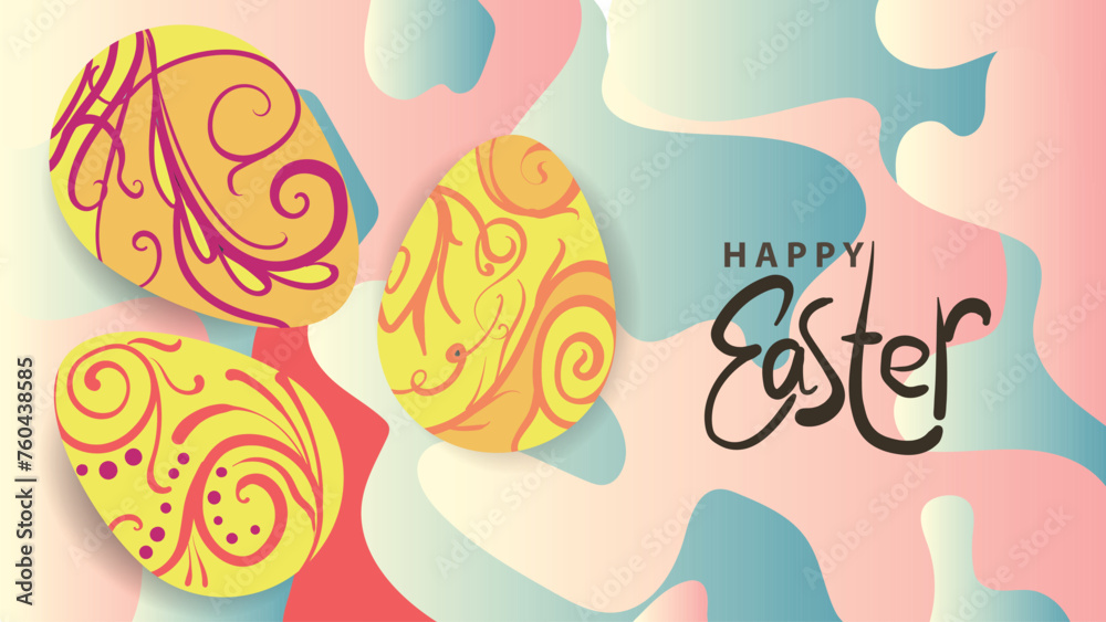 happy easter. hand drawn easter egg with colorfull abstract background. blank area for editable text copyspace. template vector illustration happy easter. hand drawn easter egg with colorfull abstract background. blank area for editable text copyspace. template vector illustration