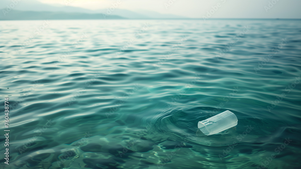 Naklejka premium A Plastic Container in the Sea