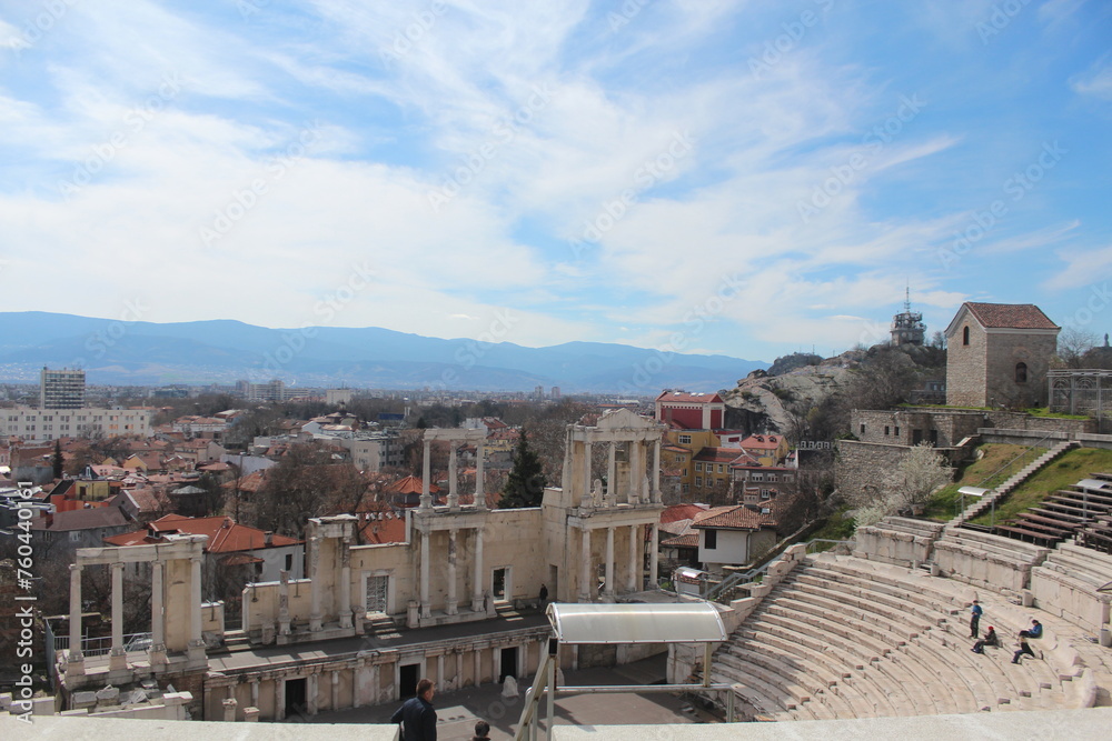 Historical Roman Ancient Theater and Plovdiv City View.
Plovdiv Bulgaria