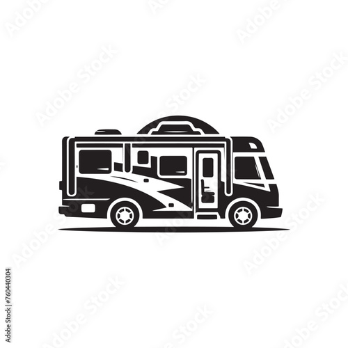 Adventure Wheels: Recreational Vehicle Silhouette Vector Collection for Outdoor Excursions and Travel Designs. Recreational vehicle illustration vector.