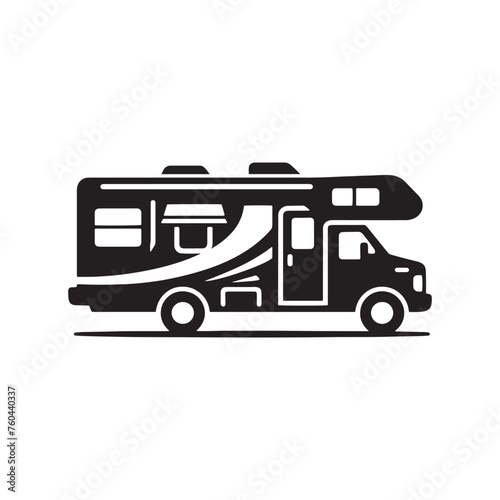 Adventure Wheels: Recreational Vehicle Silhouette Vector Collection for Outdoor Excursions and Travel Designs. Recreational vehicle illustration vector.