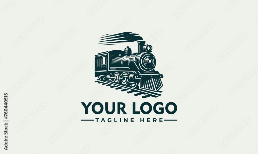 Locomotive Logo Vintage Style Locomotive Logo Illustration Classic Emblem Design Trains - obrazy, fototapety, plakaty 