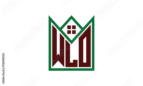 WLO initial letter real estate builders logo design vector. construction, housing, home marker, property, building, apartment, flat, compartment, business, corporate, house rent, rental, commercial