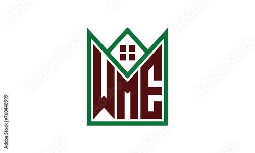 WME initial letter real estate builders logo design vector. construction, housing, home marker, property, building, apartment, flat, compartment, business, corporate, house rent, rental, commercial photo