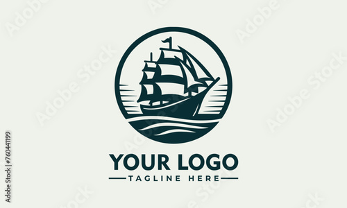 Simple Sailing Ship Classic Logo Modern Design for Maritime Themes Reliable Reproduction in Print