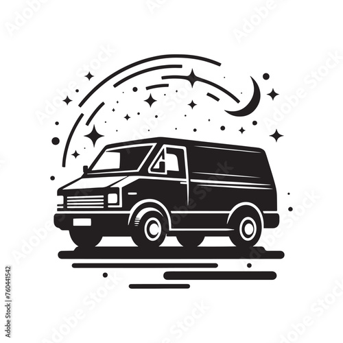 Van Life Adventures: Van Silhouette Vector for Nomadic Designs and Travel-themed Projects. Van illustration vector.