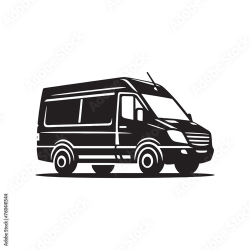 Van Life Adventures: Van Silhouette Vector for Nomadic Designs and Travel-themed Projects. Van illustration vector.