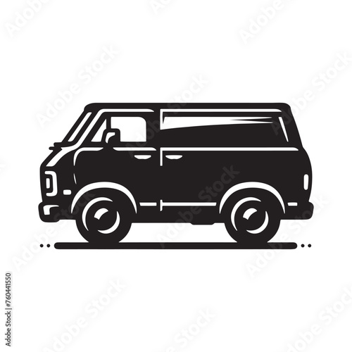 Van Life Adventures: Van Silhouette Vector for Nomadic Designs and Travel-themed Projects. Van illustration vector.