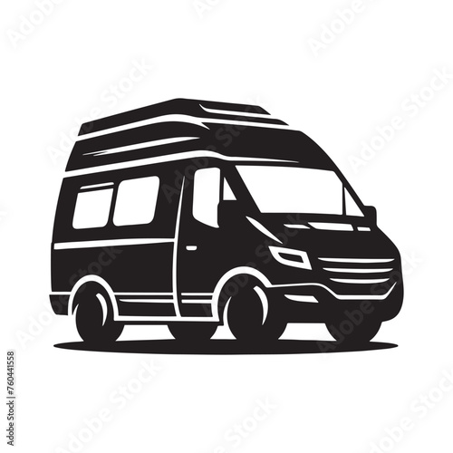 Van Life Adventures: Van Silhouette Vector for Nomadic Designs and Travel-themed Projects. Van illustration vector.