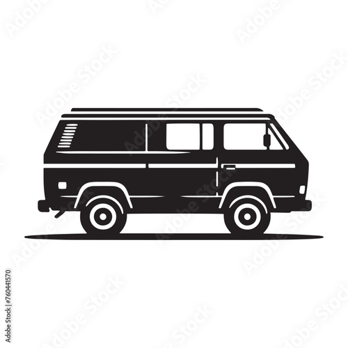 Van Life Adventures: Van Silhouette Vector for Nomadic Designs and Travel-themed Projects. Van illustration vector.
