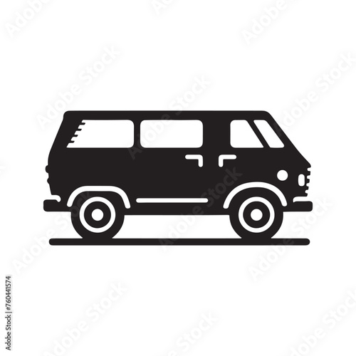 Van Life Adventures: Van Silhouette Vector for Nomadic Designs and Travel-themed Projects. Van illustration vector.