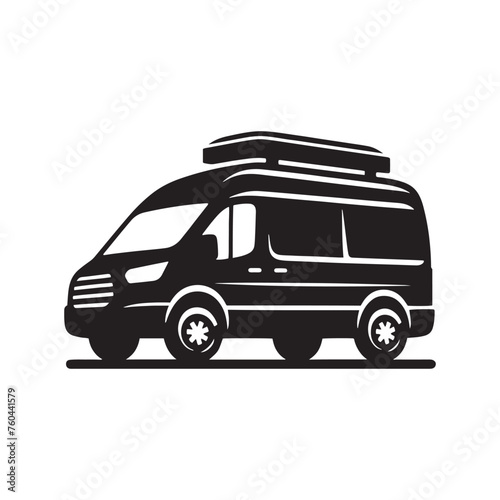 Van Life Adventures: Van Silhouette Vector for Nomadic Designs and Travel-themed Projects. Van illustration vector.