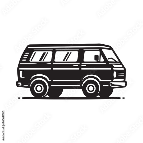 Van Life Adventures: Van Silhouette Vector for Nomadic Designs and Travel-themed Projects. Van illustration vector.