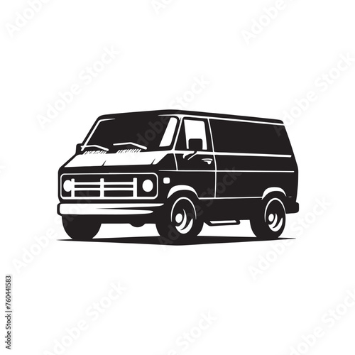 Van Life Adventures: Van Silhouette Vector for Nomadic Designs and Travel-themed Projects. Van illustration vector.