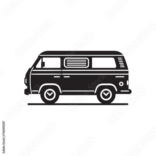Van Life Adventures: Van Silhouette Vector for Nomadic Designs and Travel-themed Projects. Van illustration vector.