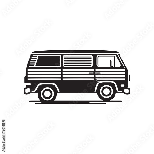 Van Life Adventures: Van Silhouette Vector for Nomadic Designs and Travel-themed Projects. Van illustration vector.