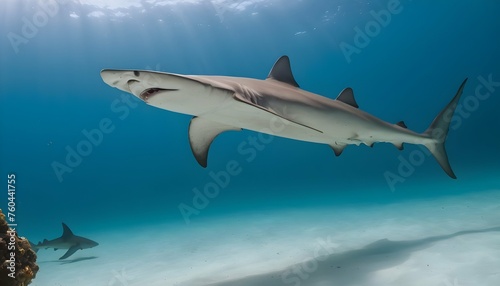 A Hammerhead Shark Patrolling The Waters Near A Tr © Ulfat