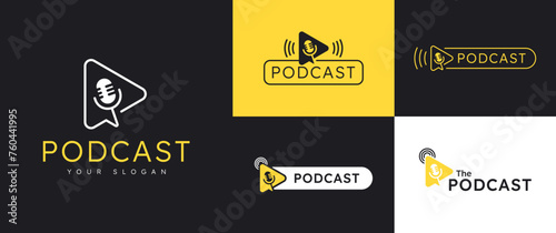 podcast triangle play chat microphone logo