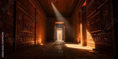 Mystic Egyptian hieroglyphs in Egypt Edfu temple, Aswan. Generation AI