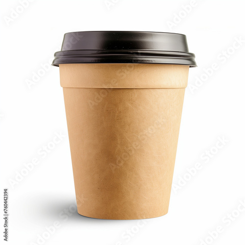 Blank take away kraft coffee cup isolated on white background