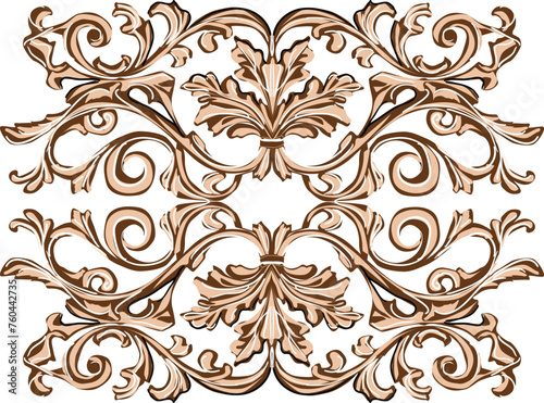 decorated brown swirls and curls on white background