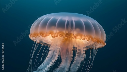 A Jellyfish With Tentacles That Shine In The Sea © Ulfat