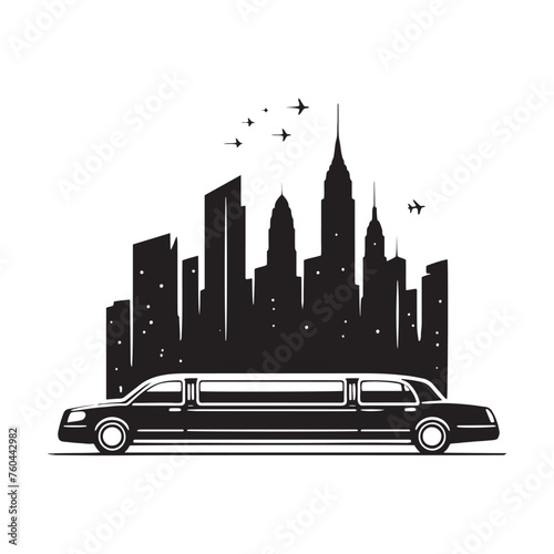 Luxury Rides: Limousine Silhouette Vector for Elegant Transport Designs and VIP-themed Projects, Limousine illustration.