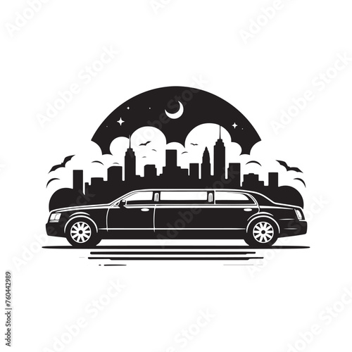 Luxury Rides: Limousine Silhouette Vector for Elegant Transport Designs and VIP-themed Projects, Limousine illustration.