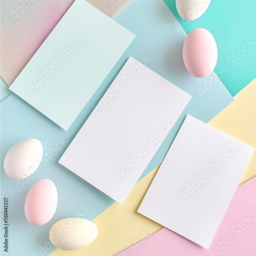 Easter mockup for cards, eggs and florals, AI generated