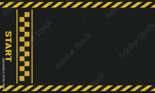 Linear race track with start line. Car or karting road racing background. top view.	