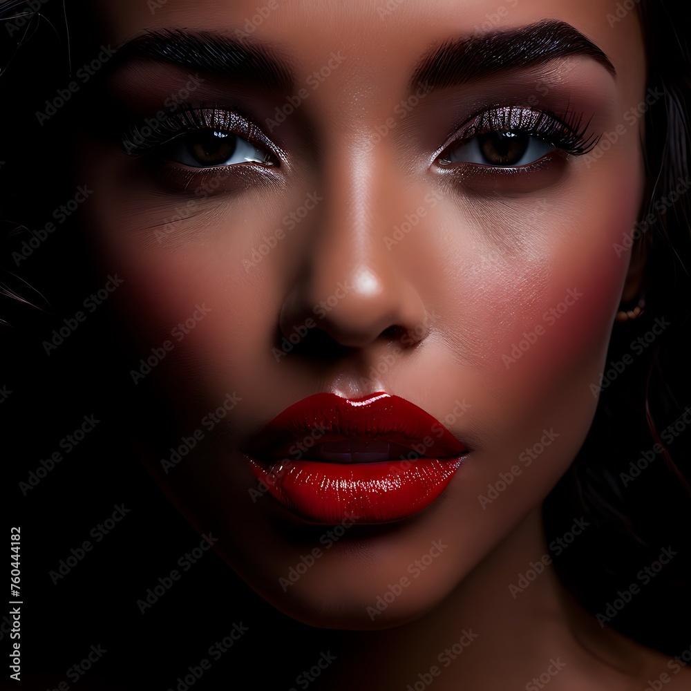 close up portrait of woman with red lipstick close up portrait of woman with red lipstick