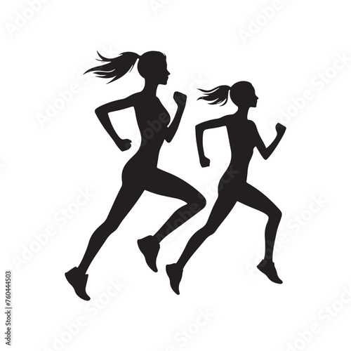 Running Lady Silhouette Vector Set for Fitness Designs and Active Lifestyle Projects, Running lady Illustration.