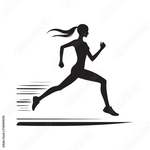 Running Lady Silhouette Vector Set for Fitness Designs and Active Lifestyle Projects  Running lady Illustration.