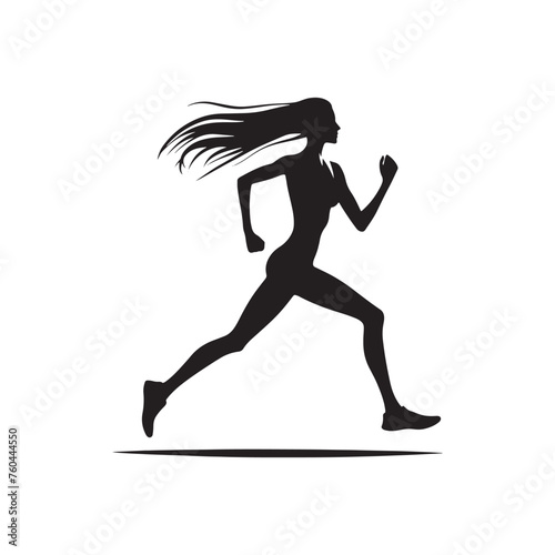 Running Lady Silhouette Vector Set for Fitness Designs and Active Lifestyle Projects, Running lady Illustration.