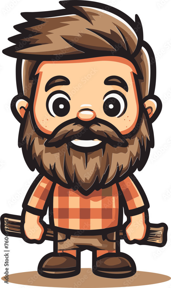 Strong Lumberjack with Crossed Arms in the Forest Vector