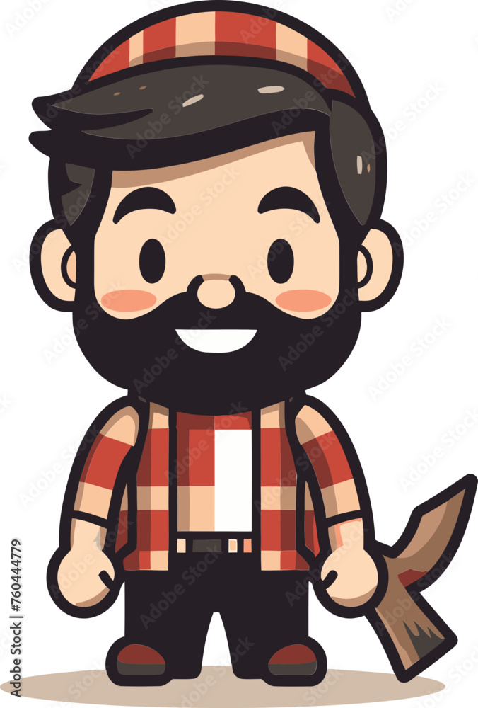 Bearded Lumberjack in Action Pose amidst the Woods Vector