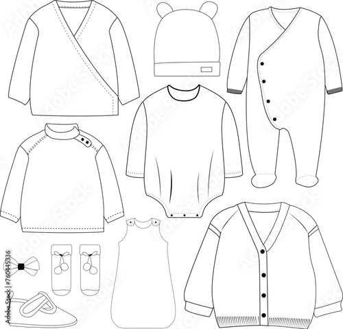 Vector newborn baby dress outline
