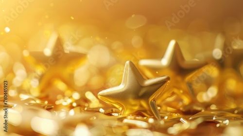 star rating trophy success award symbol, background of best customer feedback review winner prize, copy space, 16:9