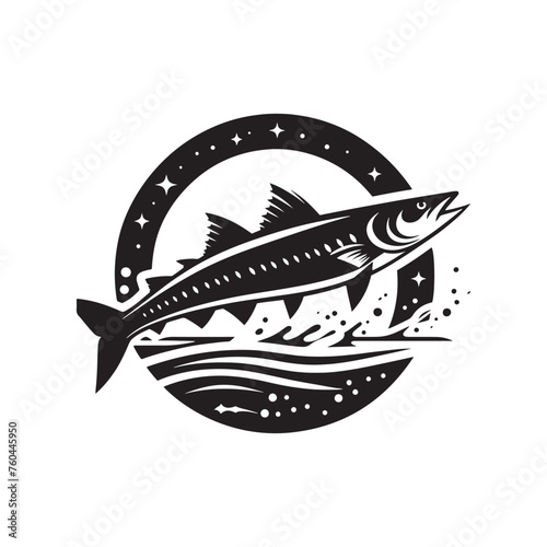 Silver Kings: Tarpon Silhouette Vector for Fishing Designs and Coastal-themed Projects, Tarpon illustration vector.