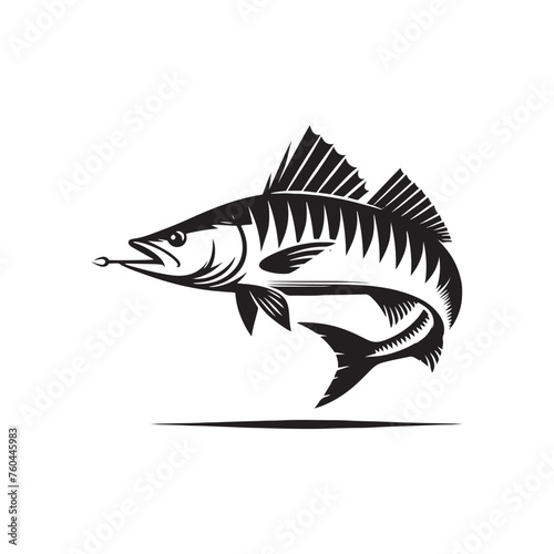 Silver Kings: Tarpon Silhouette Vector for Fishing Designs and Coastal-themed Projects, Tarpon illustration vector.