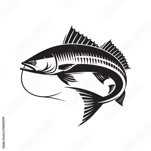 Silver Kings: Tarpon Silhouette Vector for Fishing Designs and Coastal-themed Projects, Tarpon illustration vector.