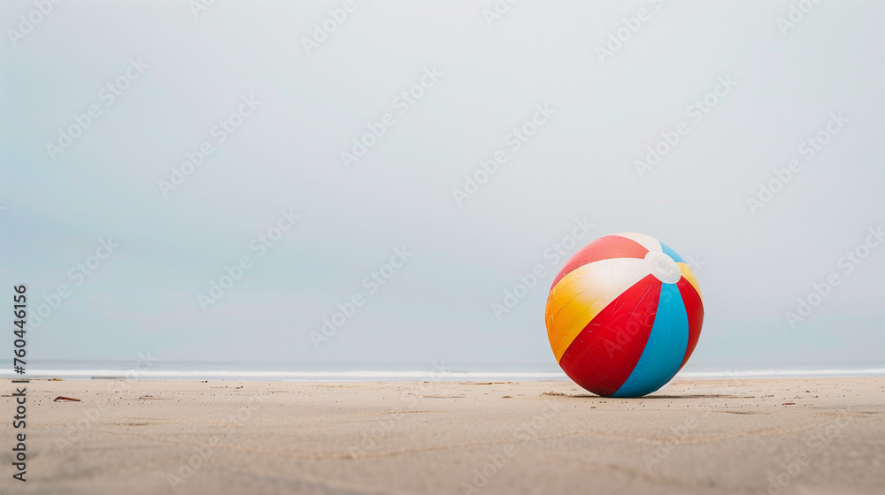 Solitary Playtime: Beach Ball Serenity by the Sea