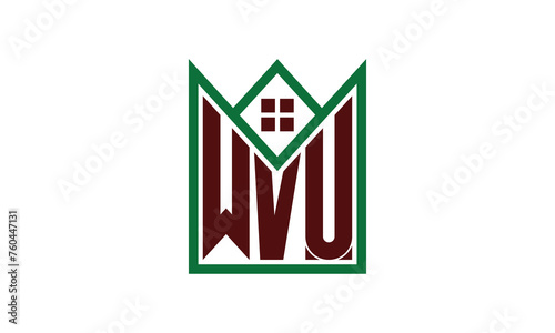 WVU initial letter real estate builders logo design vector. construction, housing, home marker, property, building, apartment, flat, compartment, business, corporate, house rent, rental, commercial photo