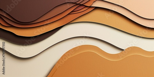 Abstract colored paper texture background. Minimal paper cut style composition with layers of geometric shapes and lines in shades of beige and brown colors. Generative AI 